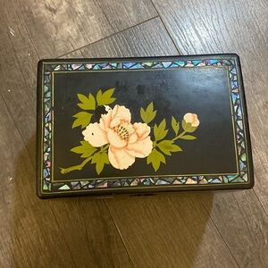 Vintage 60’s Music Jewelry Box Black Pink Lacquerware Otagiri Japan